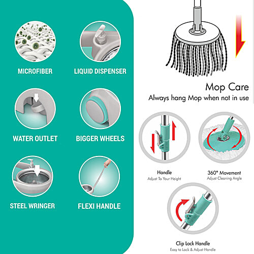 Buy Milton Spotzero Prime Spin Mop Bucket With Stainless Steel