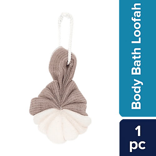 bb home Body Bath Loofah Scrubber- Dual Side, Hangable, Brown, 1 pc  