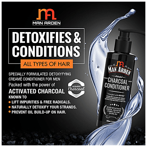 Man Arden Activated Charcoal Cream Conditioner - Charged With Menthol, 200 ml  
