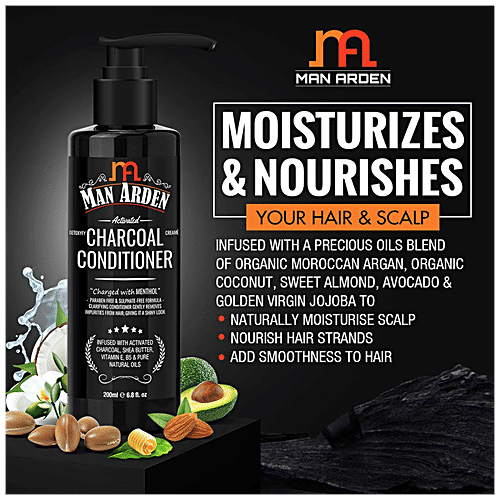 Man Arden Activated Charcoal Cream Conditioner - Charged With Menthol, 200 ml  