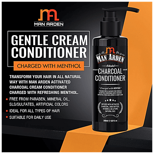 Man Arden Activated Charcoal Cream Conditioner - Charged With Menthol, 200 ml  