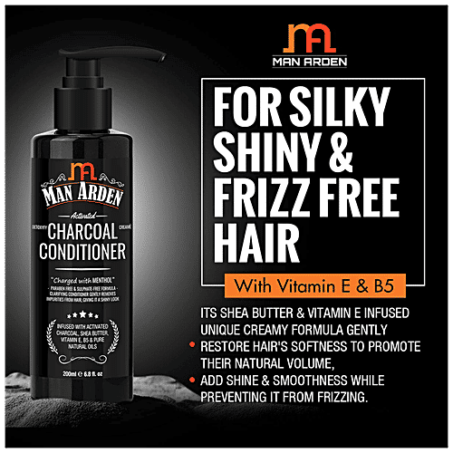 Man Arden Activated Charcoal Cream Conditioner - Charged With Menthol, 200 ml  