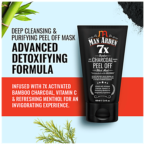 Man Arden 7X Activated Charcoal Peel Off Mask - Infused With Vitamin C & Menthol, 100 ml  Contains No Harmful Chemicals
