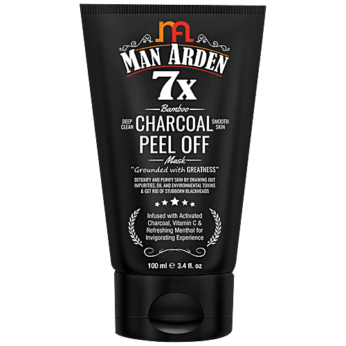 Man Arden 7X Activated Charcoal Peel Off Mask - Infused With Vitamin C & Menthol, 100 ml  Contains No Harmful Chemicals