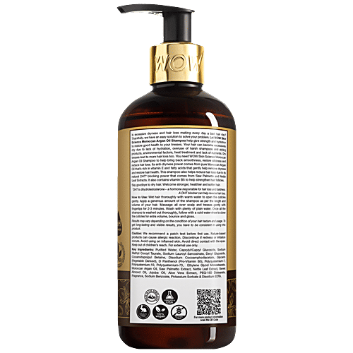 Wow Skin Science Moroccan Argan Oil Shampoo - With DHT Blocker, Improves Hair Health, Hydration & Strength, 300 ml Bottle