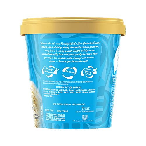 Kwality Wall's The Dairy Factory Vanilla Ice Cream, 700 ml Tub 
