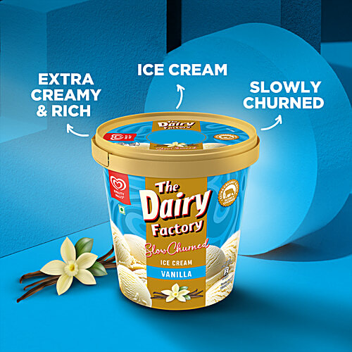 Kwality Wall's The Dairy Factory Vanilla Ice Cream, 700 ml Tub 