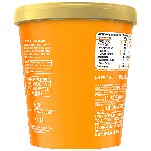 kwality walls Frozen Dessert - Creme Delights Mango, 700 ml  