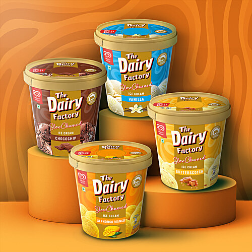 Kwality Wall's The Dairy Factory Alphonso Mango Ice Cream, 700 ml Tub 
