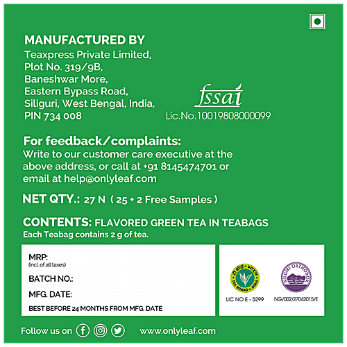 Teabox Mint Green Tea - Whole Leaf & Natural Flavours Blend, Refreshing, Antioxidants Rich, 54 g (25+2 Free Pyramid Bags x 2 g each) 