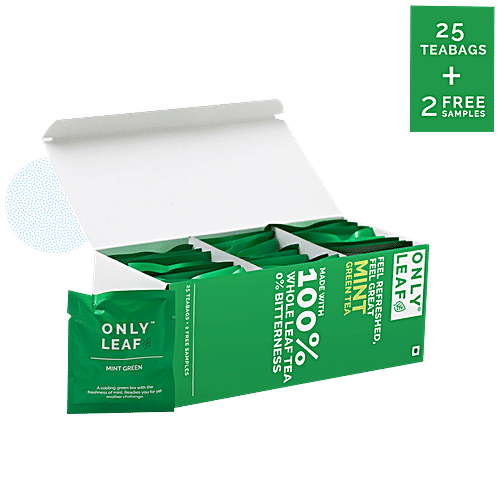 Teabox Mint Green Tea - Whole Leaf & Natural Flavours Blend, Refreshing, Antioxidants Rich, 54 g (25+2 Free Pyramid Bags x 2 g each) 