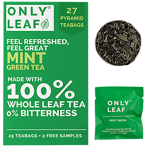 Teabox Mint Green Tea - Whole Leaf & Natural Flavours Blend, Refreshing, Antioxidants Rich, 54 g (25+2 Free Pyramid Bags x 2 g each) 