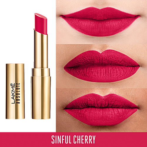 Lakme Absolute Matte Ultimate Lip Color With Argan Oil - Sinful Cherry, 3.4 g Sinful Cherry 