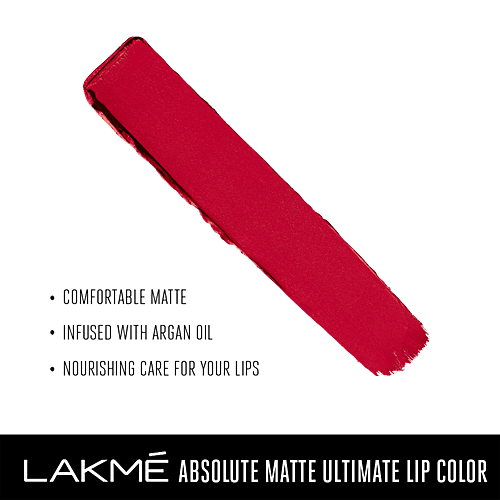 Lakme Absolute Matte Ultimate Lip Color With Argan Oil - Red Extreme, 3.4 g Red Extreme 
