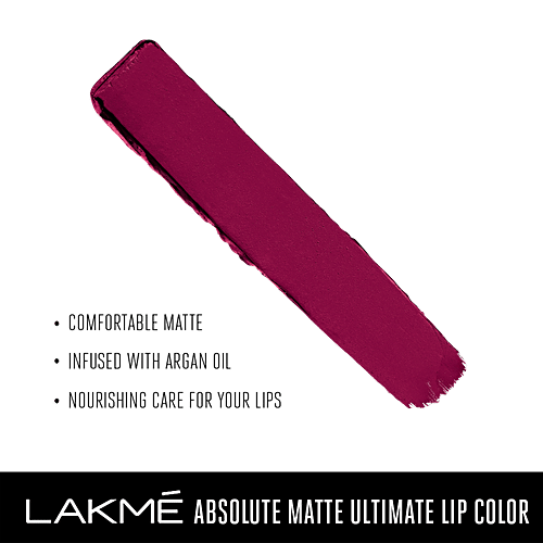 Lakme Absolute Matte Ultimate Lip Color with Argan Oil - Delicious Plum, 3.4 g Delicious Plum 