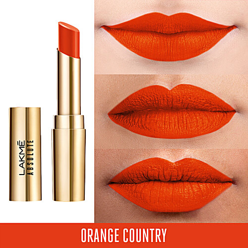 Lakme Absolute Matte Ultimate Lip Color With Argan Oil - Orange Country, 3.4 g Orange Country Argan Oil
