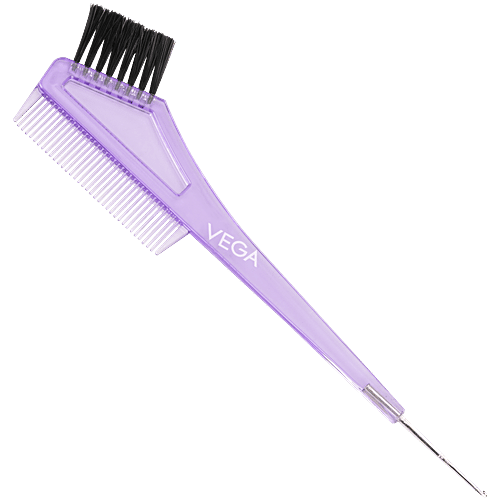 Vega 1293(N) Tail Comb with Dye Brush - Brown / Colour May Vary, 1 pc