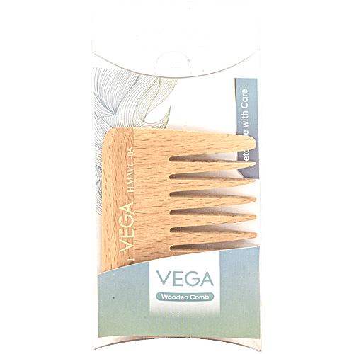 Vega HMWC-05 Wide Tooth Wooden Comb - Colour May Vary, 1 pc