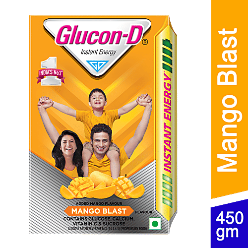 Glucon-D Instant Energy Nutrition Drink - Mango Blast, 450 g Refill Pack Contains Vitamin C