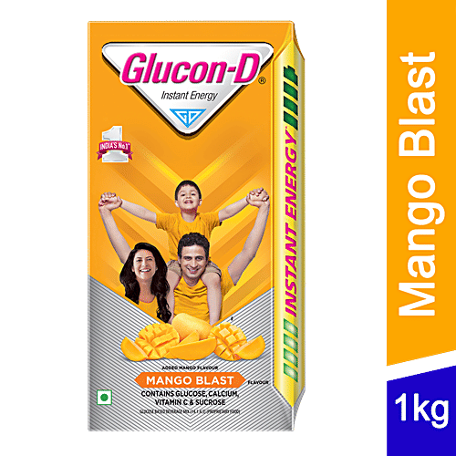 Glucon-D Instant Energy Nutrition Drink - Mango Blast, 1 kg Refill Pack Contains Vitamin C