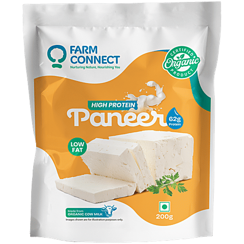 Farm Connect Organic High Protein Paneer, 200 g Low Fat, No Preservatives