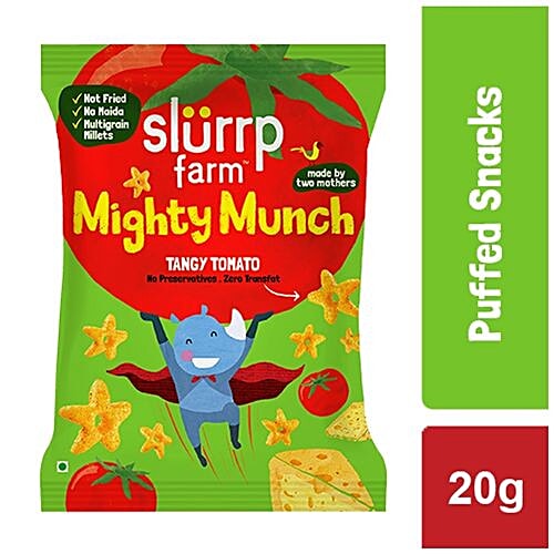 Slurrp Farm Tangy Tomato Puff- Healthy Snacks for Kids, School Tiffin and Travel Friendly, 20 g Pouch No Maida
