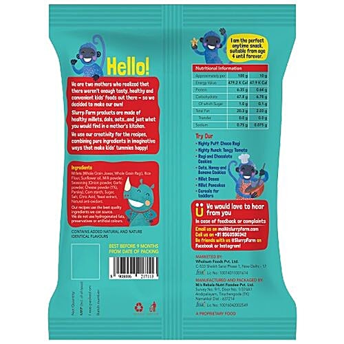 Slurrp Farm Cheese & Herbs Puff- Healthy Snacks for Kids, School Tiffin and Travel Friendly, 20 g Pouch No Maida