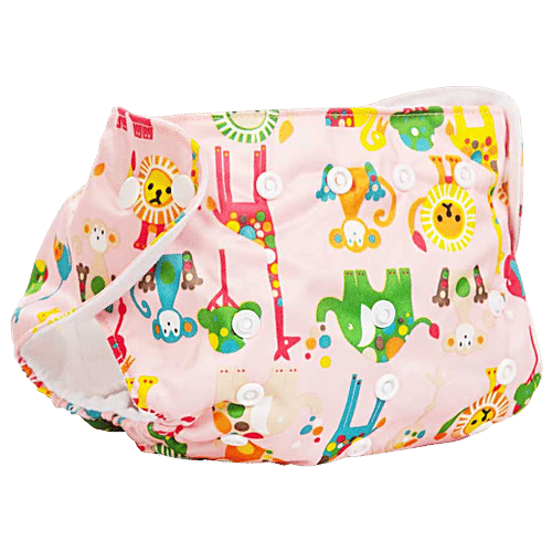 Mee Mee Reusable Baby Cloth Diaper With Adjustable Snap Buttons - Pink, 1 pc