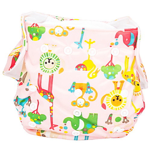Mee Mee Reusable Baby Cloth Diaper With Adjustable Snap Buttons - Pink, 1 pc