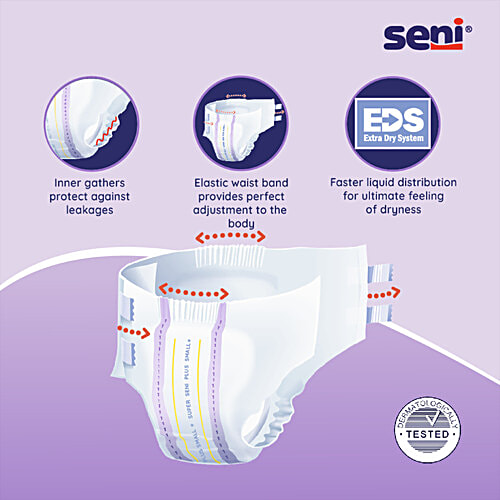 Seni Super Seni Plus Breathable Adult Diapers - Medium, 30 pcs Pouch Latex Free