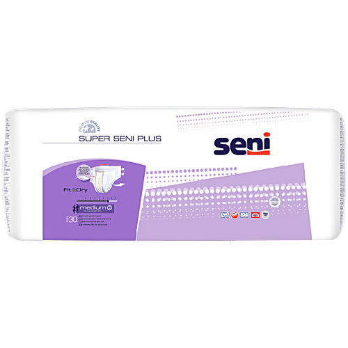 Seni Super Seni Plus Breathable Adult Diapers - Medium, 30 pcs Pouch Latex Free