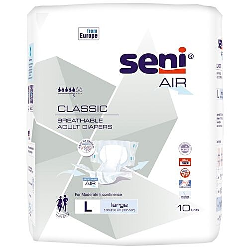 Seni Air Classic Breathable Adult Diapers - Large, 10 pcs Pouch 
