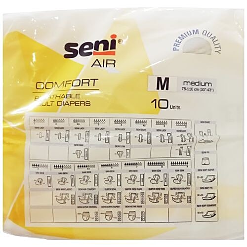 Seni Air Comfort Breathable Adult Diapers - Medium, 10 pcs Pouch 