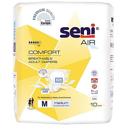 Seni Air Comfort Breathable Adult Diapers - Medium, 10 pcs Pouch 