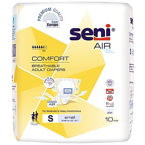 Seni Air Comfort Breathable Adult Diapers - Small, 10 pcs Pouch Latex Free