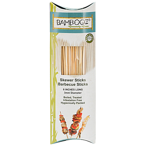 Bamboooz Disposable Bamboo Wood Skewers/Pickers - For Use With Barbecue, 20 cm, 100 pcs  