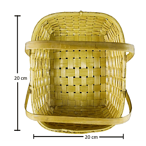 Buy Bamboooz Bamboo Wood Square Basket For Bread,Fruit or Flowers, 8x8 Inch Online at Best
