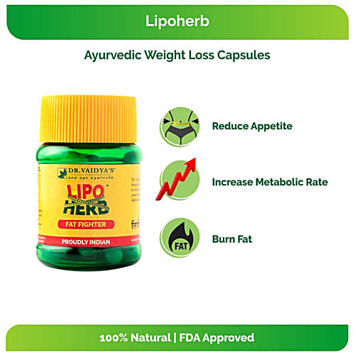 Dr. Vaidya's Lipo Herb Capsules - Fat Fighter, 30 pcs (Pack of 2) 
