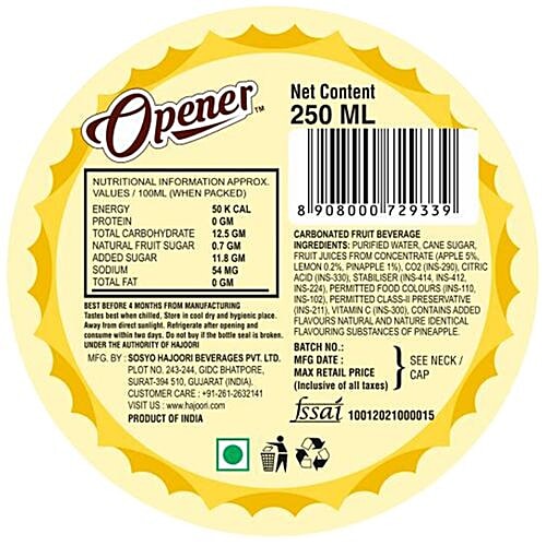 Buy Opener Pineapple Fruit Juice Base Drink Online at Best Price of Rs
