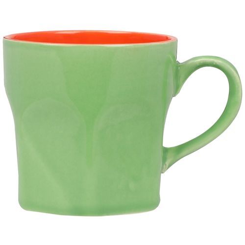 Parka Chai/Tea/Coffee Earthenware Cups - Green With Orange Inner, 160 ml (Pack Of 6) 