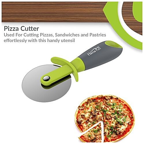 Buy Home Puff Premium Pizza Cutter with Grip Handle Green, Stainless