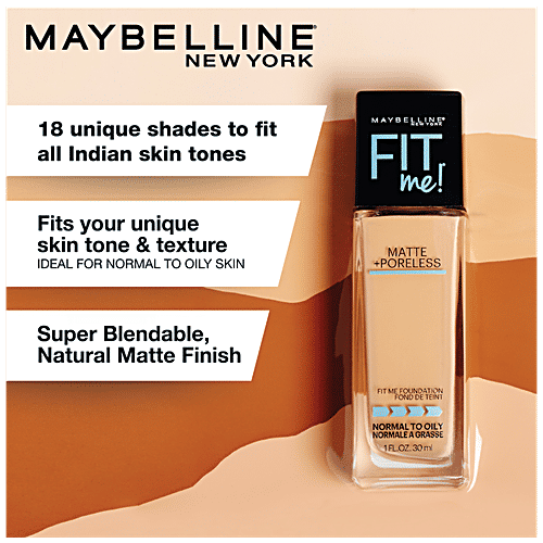 Maybelline New York Fit Me Matte+Poreless Liquid Foundation, 30 ml 338 Spicy Brown 
