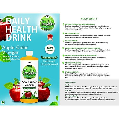 TrueNature Apple Cider Vinegar with Mother, 500 ml Bottle 