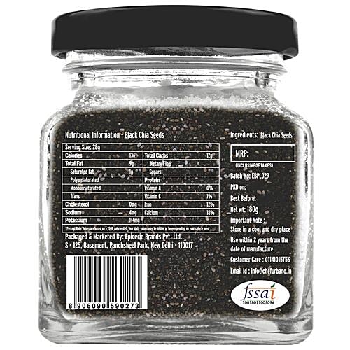 Chef Urbano Black Chia Seeds, 180 g  