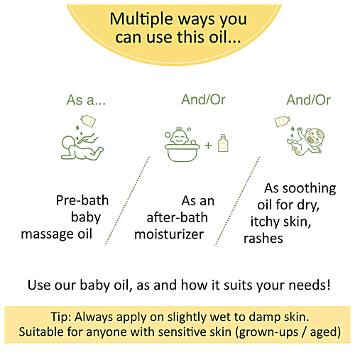 Prakrta Tender Skin Baby Oil - Virgin Coconut Oil With Vitamin E & Avocado Extract, 100 ml  