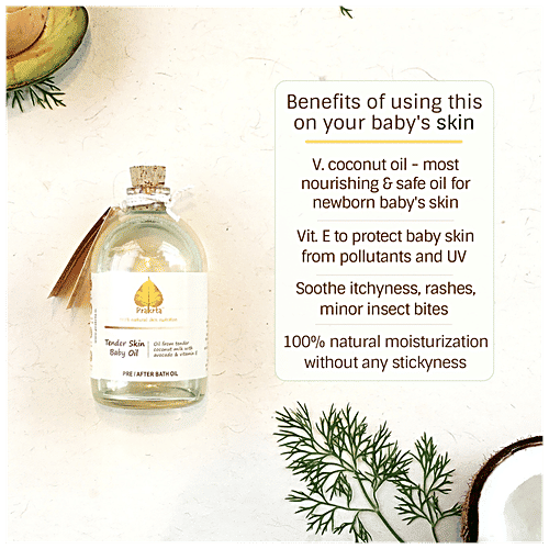 Prakrta Tender Skin Baby Oil - Virgin Coconut Oil With Vitamin E & Avocado Extract, 100 ml  