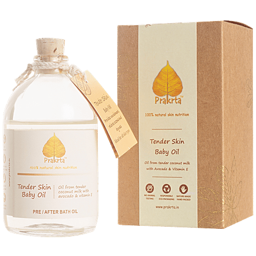Prakrta Tender Skin Baby Oil - Virgin Coconut Oil With Vitamin E & Avocado Extract, 100 ml  