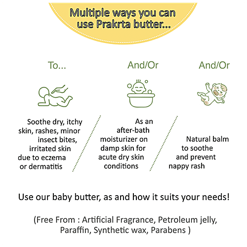 Prakrta Tender Skin Baby Butter - All Natural, Multi-purpose Body Butter With Infused Calendula, 85 g  