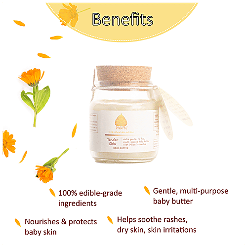 Prakrta Tender Skin Baby Butter - All Natural, Multi-purpose Body Butter With Infused Calendula, 85 g  