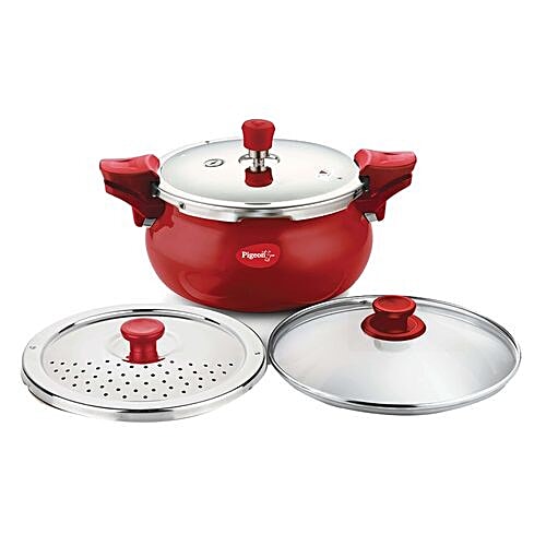 Buy Pigeon All In One Super Pressure Cooker Induction Bottom, Red